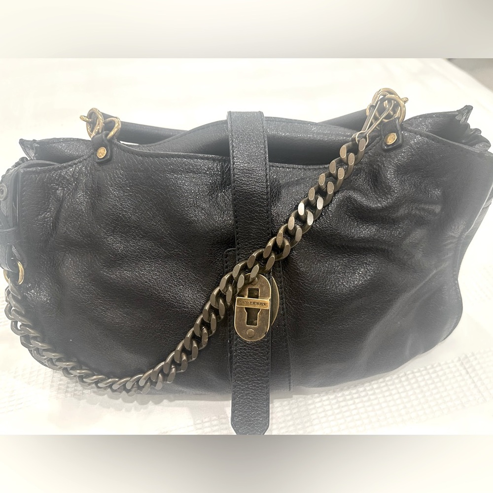 Burberry black grainy leather bag